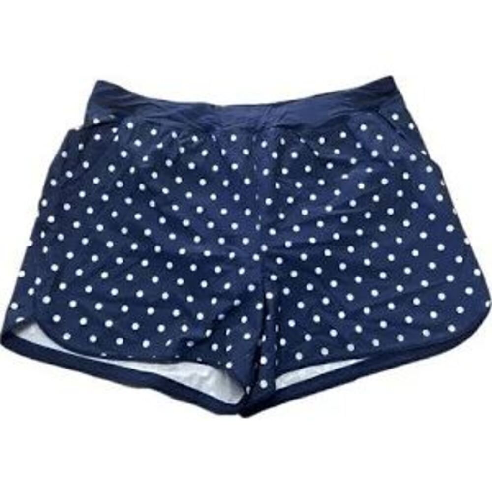 Lands End Swim/Board Shorts Navy White Polka Dot NEW 4